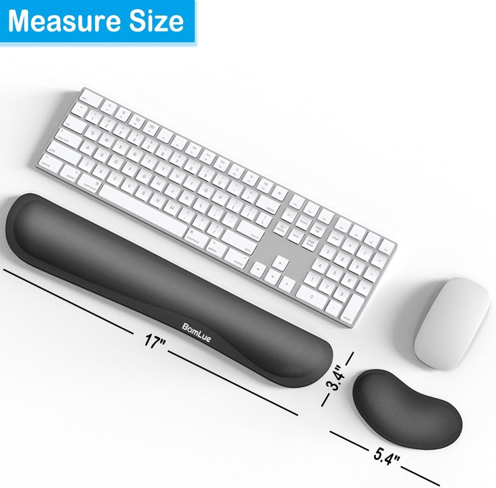 BamLue Upgrade Silky and Superfine Fabric Keyboard Wrist Rest, Gel Mouse Wrist Pillow Pad Set for Easy Typing & Pain Relief for Laptop, Office & Home, Ergonomic Sets for Keyboard-Pink