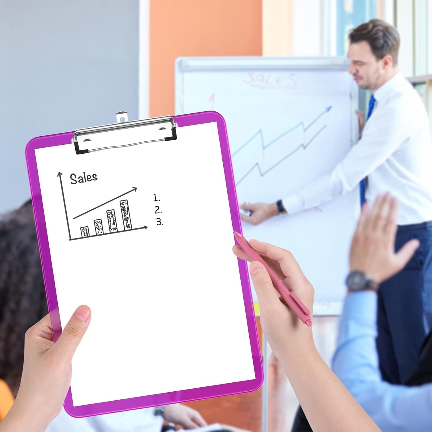Rimilak 8.5 x 11 Plastic Clipboards Set of 2, Low Profile Metal Clip, Translucent Board, 12.5 x 9 in Letter Size, Office Supply, Back to School, Purple