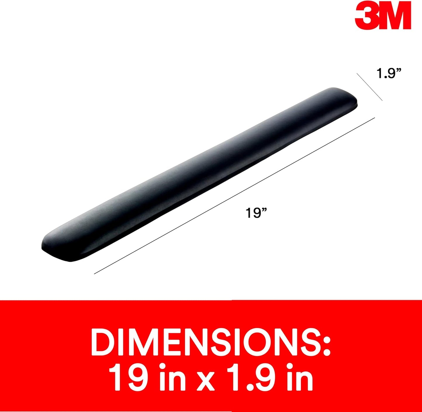 3M Gel Wrist Rest for Keyboards, Soothing 3M Gel Technology and Satin Smooth Cover for All Day Comfort and Support, Durable and Easy to Clean, 19", Black (WR85B)