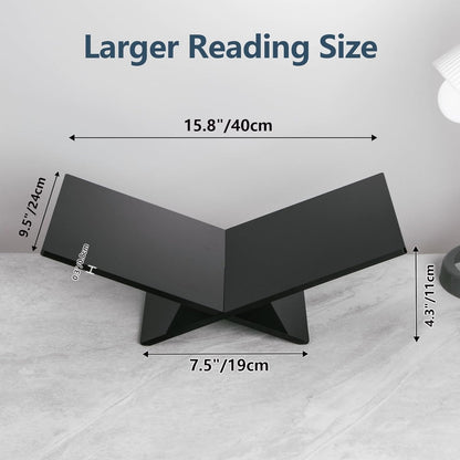 PUERSI Acrylic Book Stands for Display, 15.8 x 9.5 x 4.3 in Open Bookstand, Coffee Table Book Stand, Display Easel for Quran, Magazine, Art, Cook Book, Bible, Textbooks - Clear