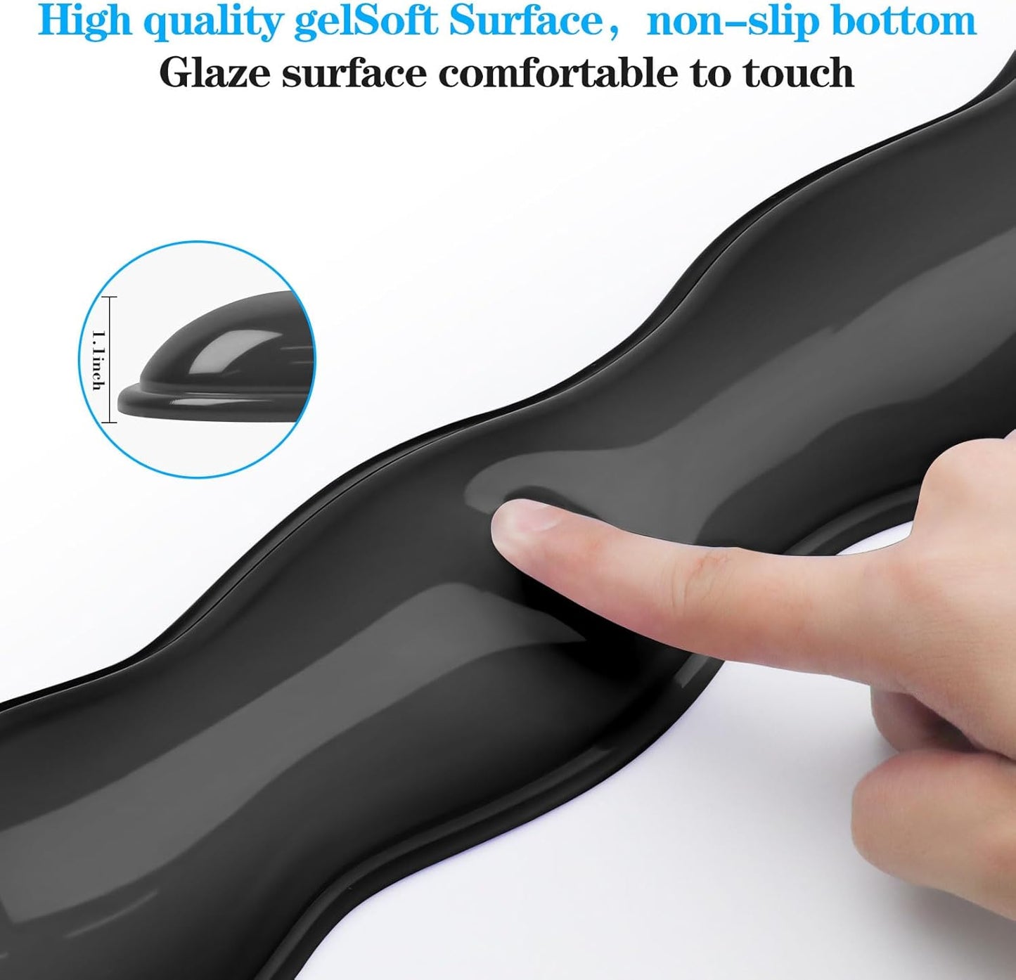 Gel Wrist Rest for Keyboard and Mouse, Wrist Rest for Keyboard, Mouse Wrist Support, Pain Relief, Cool Touch, Non-Skid, Keyboard and Mouse Wrist pad Set