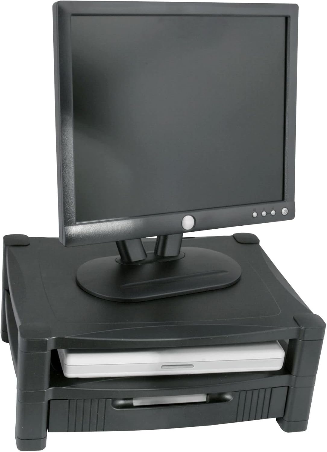 Kantek Single-Level Monitor Stand, 17" X 13.25" X 3" To 6.5", Black, Supports 50 Lbs