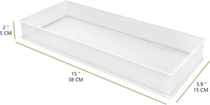 Annova Stackable Mesh Drawer Cabinet and Shelf Organizer Bins Storage Basket School Office Supply Holder Tray- Set of 2 (Gold, 3x3x2 Inch)