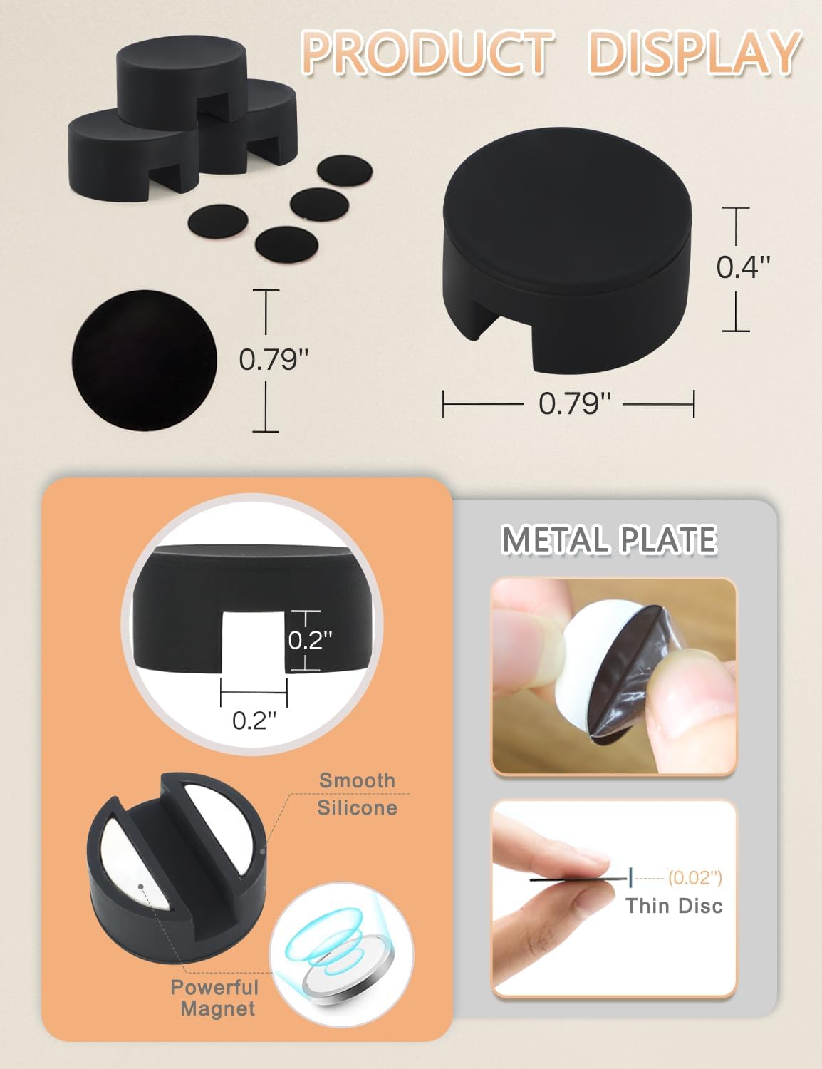 5-Pack Magnetic Cable Organizer Adhesive Cable Clips for Kitchen Nightstand Desk Table Metal Wall Steel, 5 Cord Clips + 5 Magnet Disc Base, White