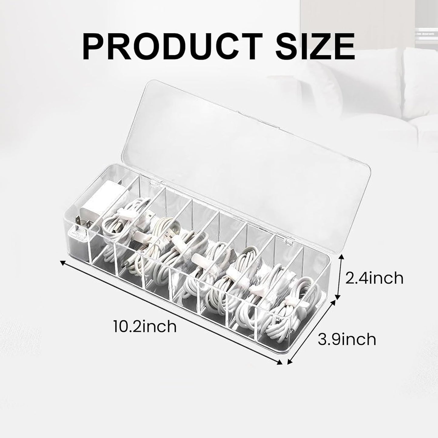 4 Pcs Cable Organizer with 40 Pcs Wire Ties, PlasticCord Storage Box with Clear Lid Electronics Cable Box for Home Office Supplies, Desk Organizers Accessories