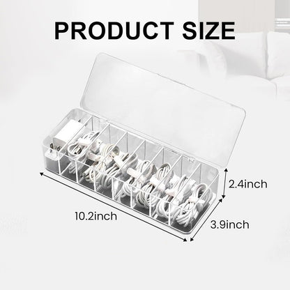 4 Pcs Cable Organizer with 40 Pcs Wire Ties, PlasticCord Storage Box with Clear Lid Electronics Cable Box for Home Office Supplies, Desk Organizers Accessories
