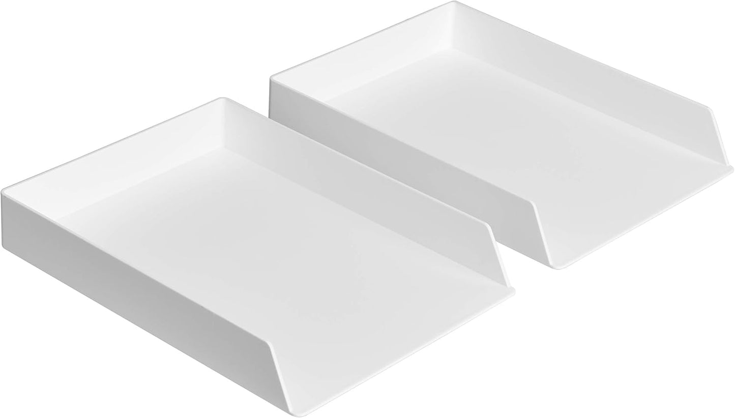 Amazon Basics Rectangular Plastic Desk Organizer, Letter Tray for Documents and Office Supplies, File Storage, Black, 12-Pack