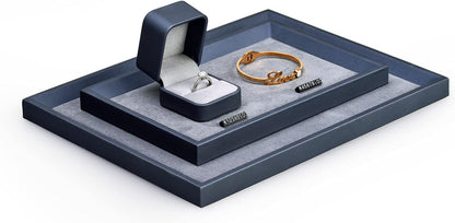Oirlv Premium Leather Flat Jewelry Tray Jewelry Display Organizer Valet Tray for Nightstand or Dresser Organizer(Medium)