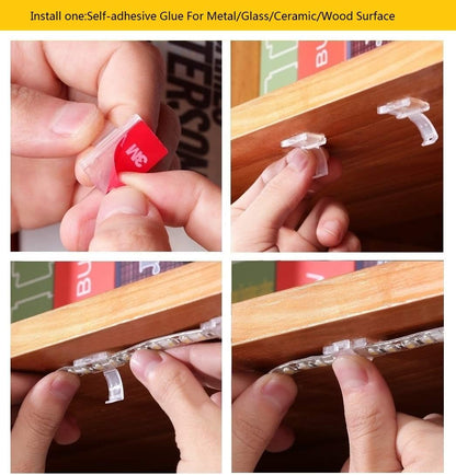 Threetwofour 100 Pack Double Installation LED Strip Light Mounting Bracket Self Adhesive LED Clips Only use for Width 8-10mm/0.31-0.39in Height<2.8mm/0.11in Indoor LED Strip Light with 102PCS Screws