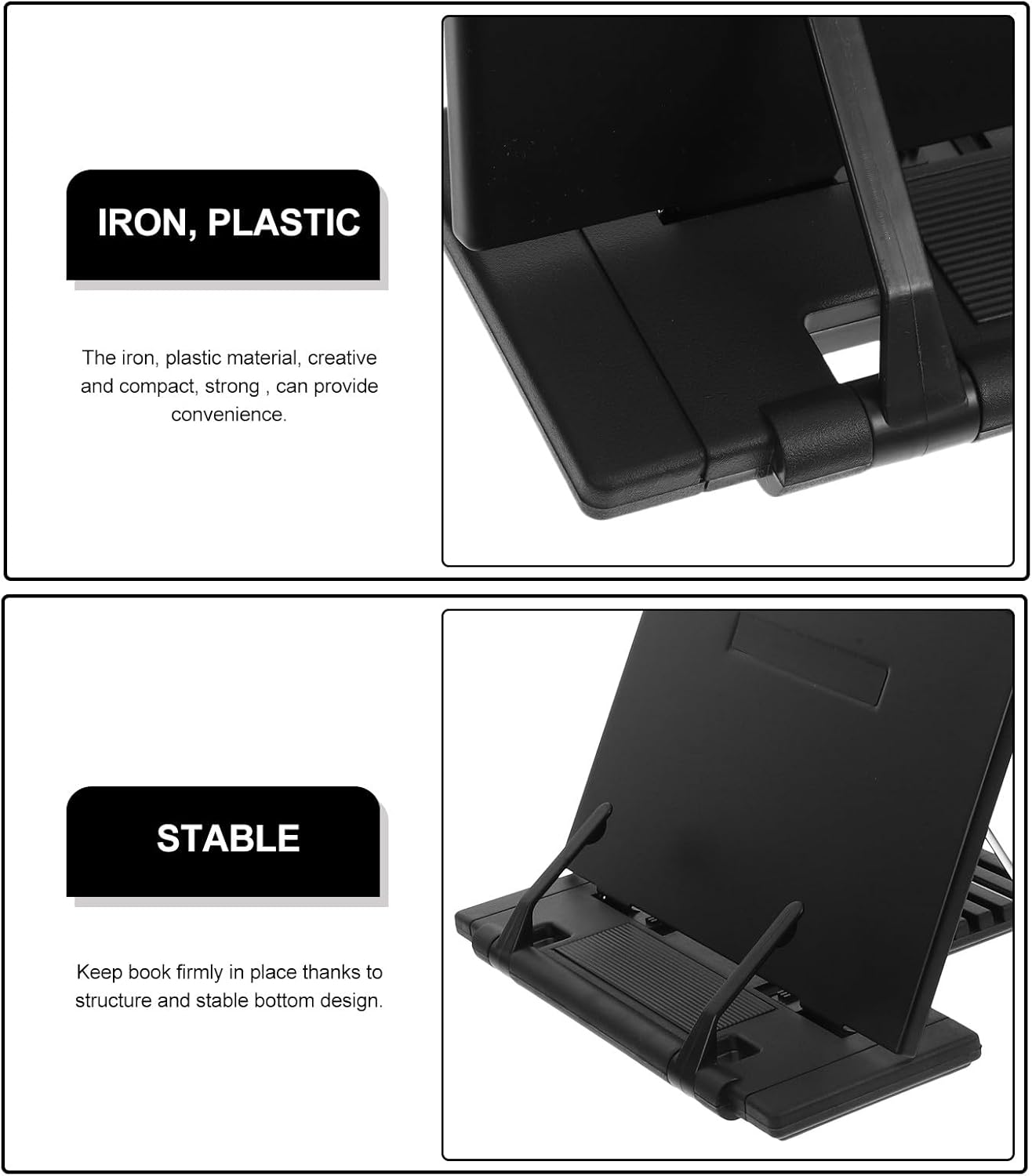 Adjustable Desktop Book Reading Stand with Portable Document Holder, Folding Copy Holder for Students and Office Use, Desk Reading Rack for Typing and Study