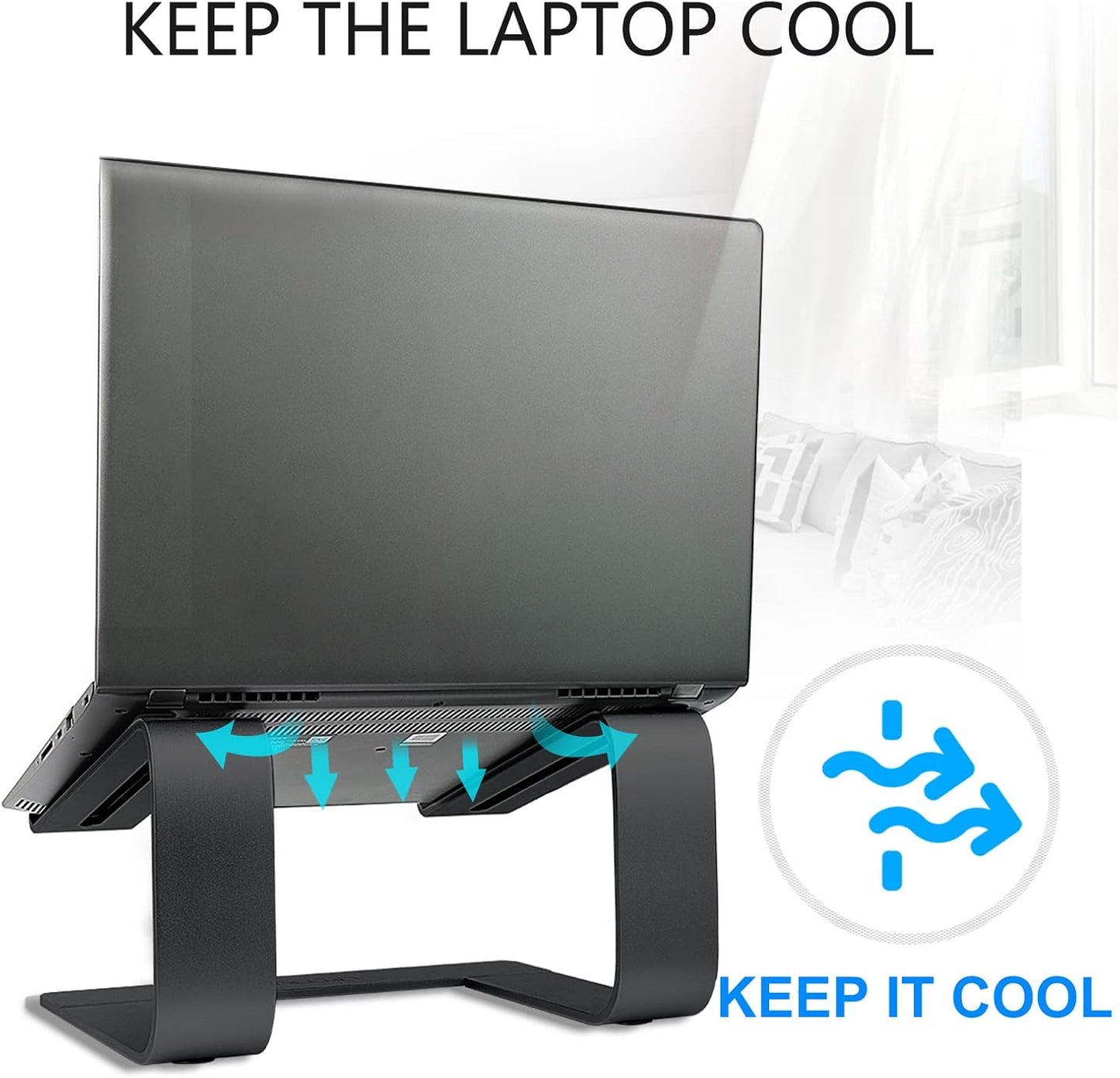 Urmust Adjustable Laptop Stand for Desk Aluminum Computer Stand for Laptop Riser Holder Notebook Stand Compatible with MacBook Air Pro Ultrabook All Laptops 11-17 inch (Black)