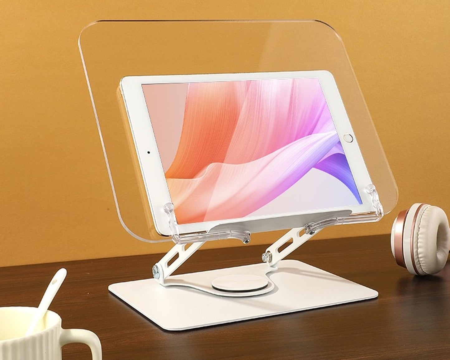 Book Stand for Reading Hands Free,Desk Book Stand Reading Rest Book Holder Adjustable Cookbook Documents Holder Textbooks Music Books，Acrylic