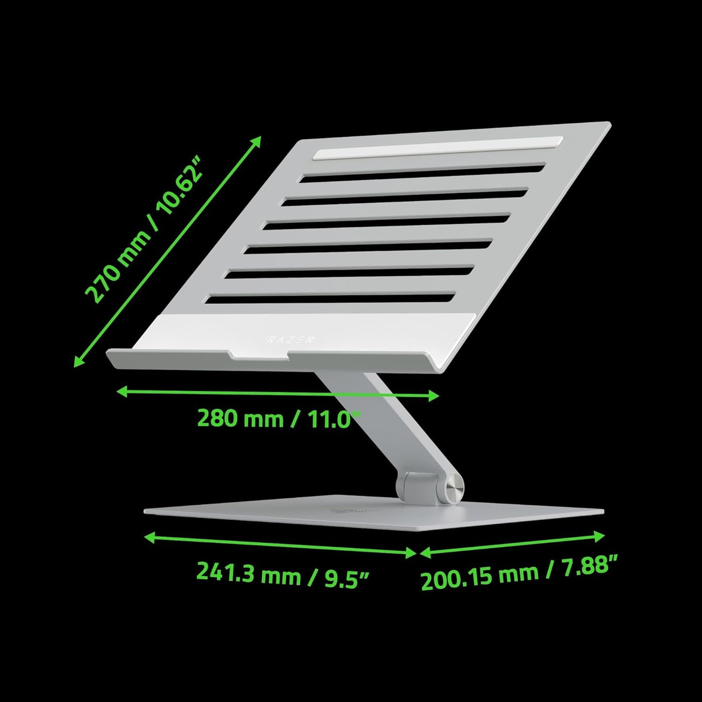 Razer Adjustable Laptop Stand: Supports Phones, Tablets, Laptops, Macbooks up to 18" - Adjust Height and Tilt - Durable Aluminum Construction - Vented Design - Foldable for Storage & Travel - Black