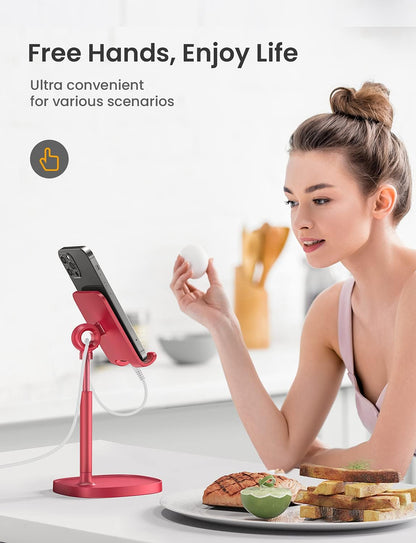 LISEN Cell Phone Stand Phone Holder for Desk Office Decor, Office Desk Accessories Women PC Gaming Essentials iPhone Stand Gadgets Men Gifts for Mom Fit OtterBox Case Switch iPad Air Tablet 4-10 in
