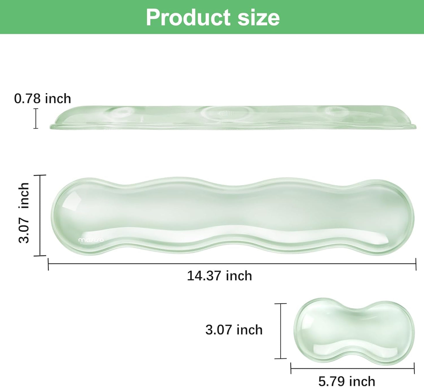 MOSISO Gel Keyboard Wrist Rest&Wrist Support for Mouse, Ergonomic Wrist Pad Soft Cooling Gel Pain Relief Easy Typing Pad Non-Slip Computer Laptop Wave Shaped Home/Office Wrist Cushion, Transparent
