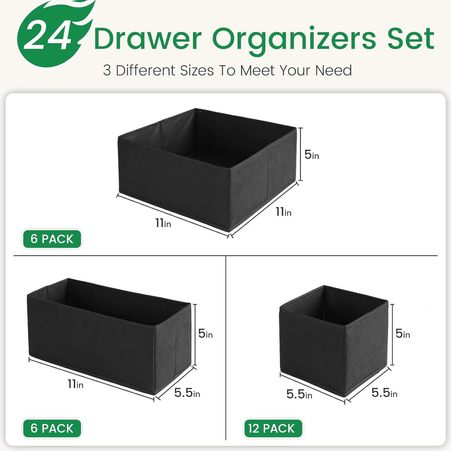 Criusia Drawer Organizer Clothes, 8 Pack Underwear Organizer, Foldable Closet Organizers and Storage Dresser Dividers for Clothes, Socks, Scarves, Ties (Gray)