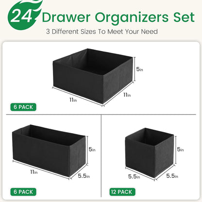 Criusia Drawer Organizer Clothes, 8 Pack Underwear Organizer, Foldable Closet Organizers and Storage Dresser Dividers for Clothes, Socks, Scarves, Ties (Gray)
