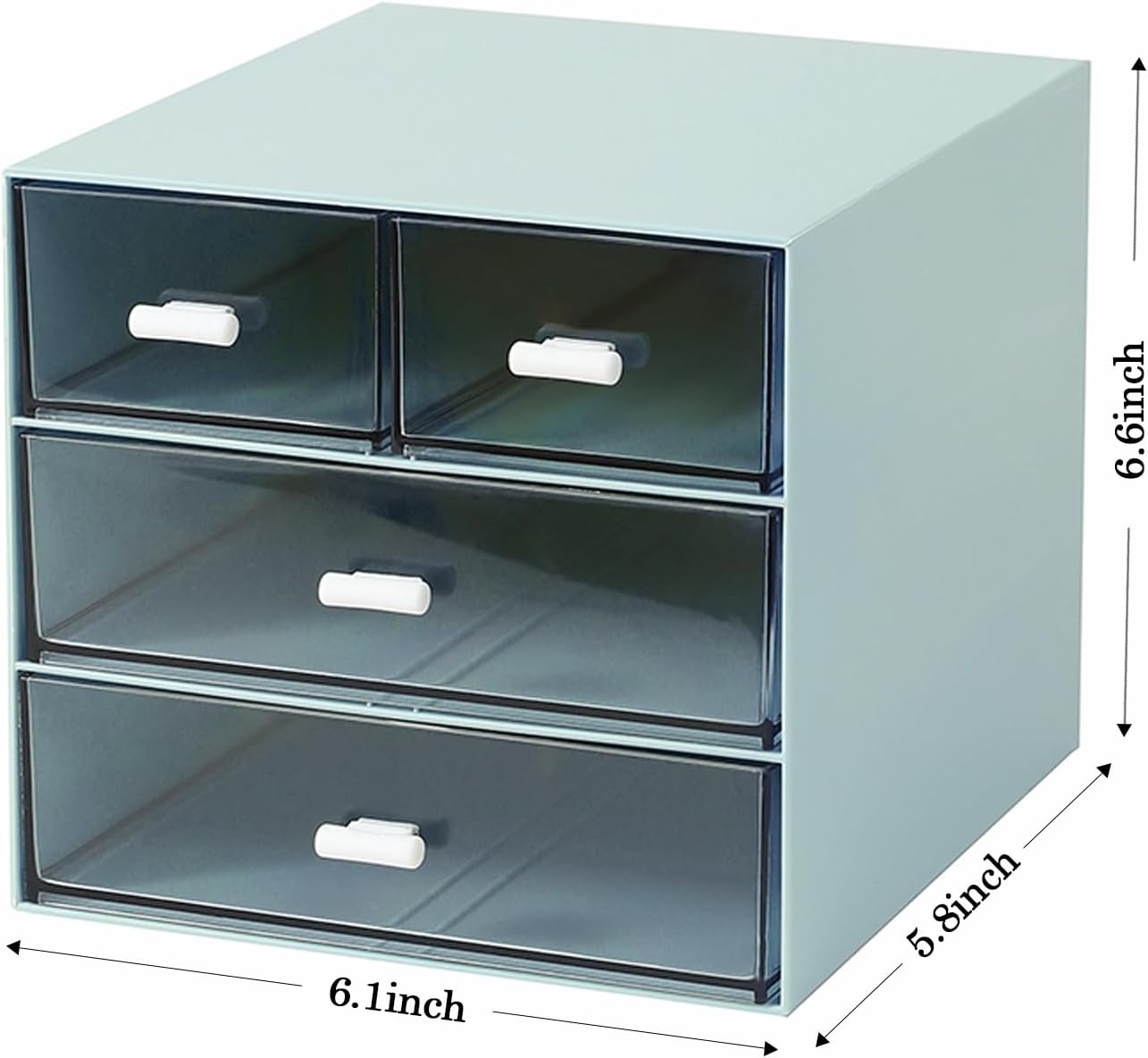 MILULUGO Makeup Organizer with 4 Drawers, Desk Organizer, Cosmetics Storage Box for nail polish, Lipstick, Brushes, Jewelry, Skincare, Bathroom Organization Boxes - White