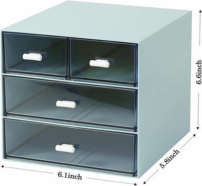 MILULUGO Makeup Organizer with 4 Drawers, Desk Organizer, Cosmetics Storage Box for nail polish, Lipstick, Brushes, Jewelry, Skincare, Bathroom Organization Boxes - White