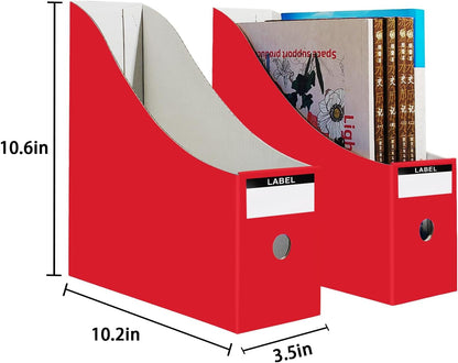 Limitliho Magazine File Folder Holder for Desk, Book Bins for Classroom Library,Office,Home, 10.6" H x 10.2" L x 3.5" W in Cardboard Paper Organizer (Six color, 6 Pack)
