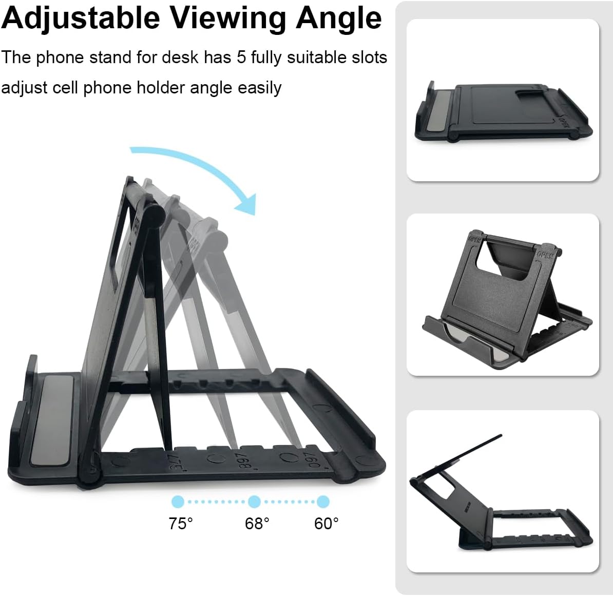 POQOD 2 Pack Cell Phone Stand, Foldable Phone Holder for Desk Compatible with Phone 15 14 13 12 11 Pro Xs Xs Max Xr X 8, Nintendo Switch, All Phones, Black & White