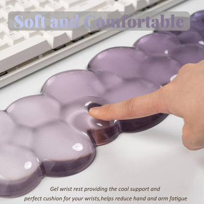 Gel Keyboard Wrist Rest Cloud Set, Clear Ergonomic Wrist Support and Arm Support Keyboard Rest for Typing Pain Relief, with Non-Slip Soft Washable Wrist Rest(Pink Blue)