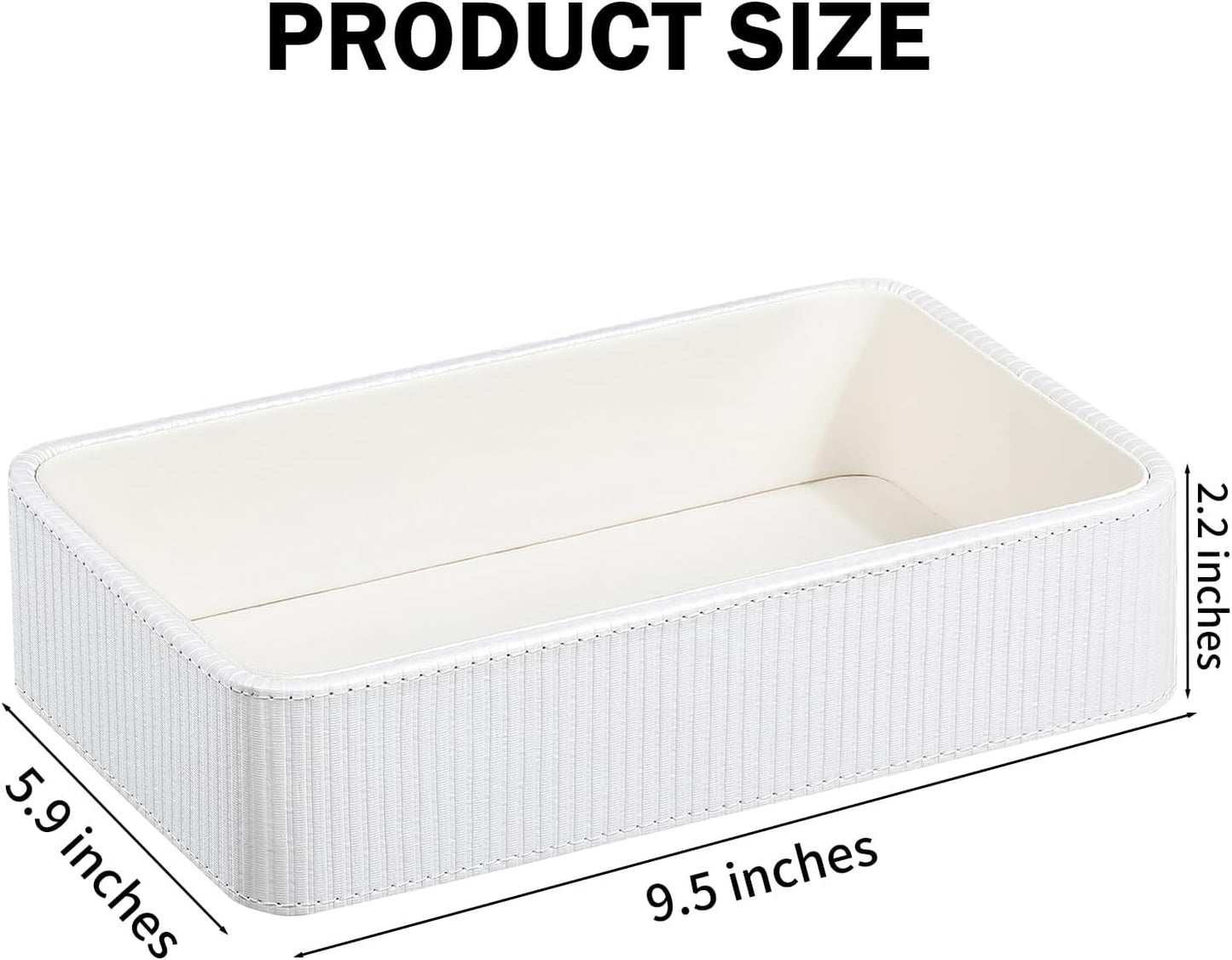 PU Leather Valet Tray Organizer, Small Nightstand Organizer Bedside Desktop Storage for Womens and Men, Perfume Trinket Catchall Vanity Tray for Key Watch Wallet (Beige, Rectangular)