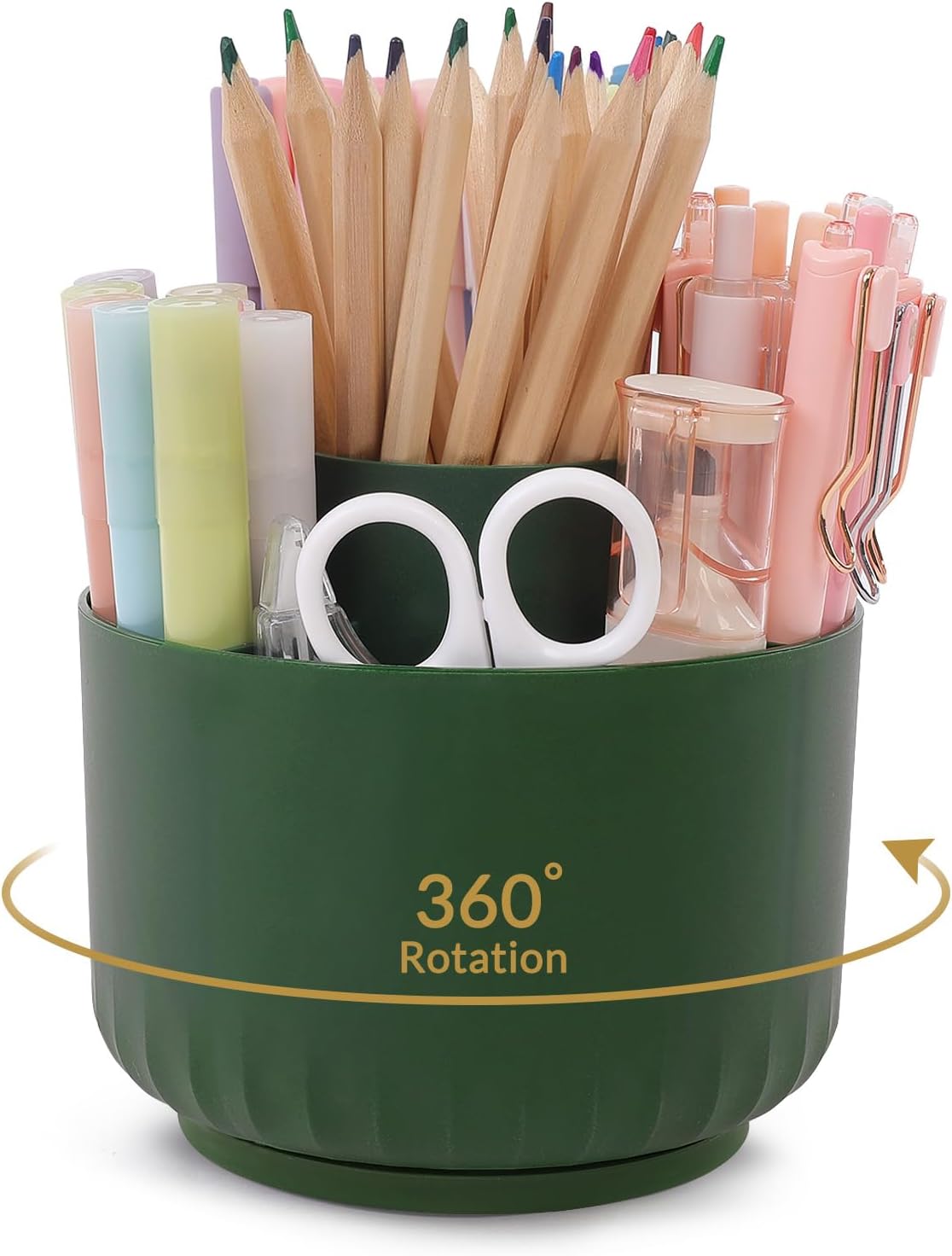 SKYDUE 360 Degree Rotating Pencil Pen Holder for Desk, Dual-Purpose Desk Organizer, Rotating Pencil Cup with 5 Slots, Office Supplies, Desk Decor for Office, School, Home