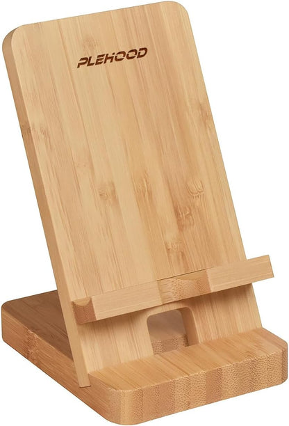 Wood Phone Stand, Desktop Wooden Phone Holder, Portable Office Phone Stand for Desk, Wood ipad Stand, Compatible with iPhone & All Cell Phones (Walnut)
