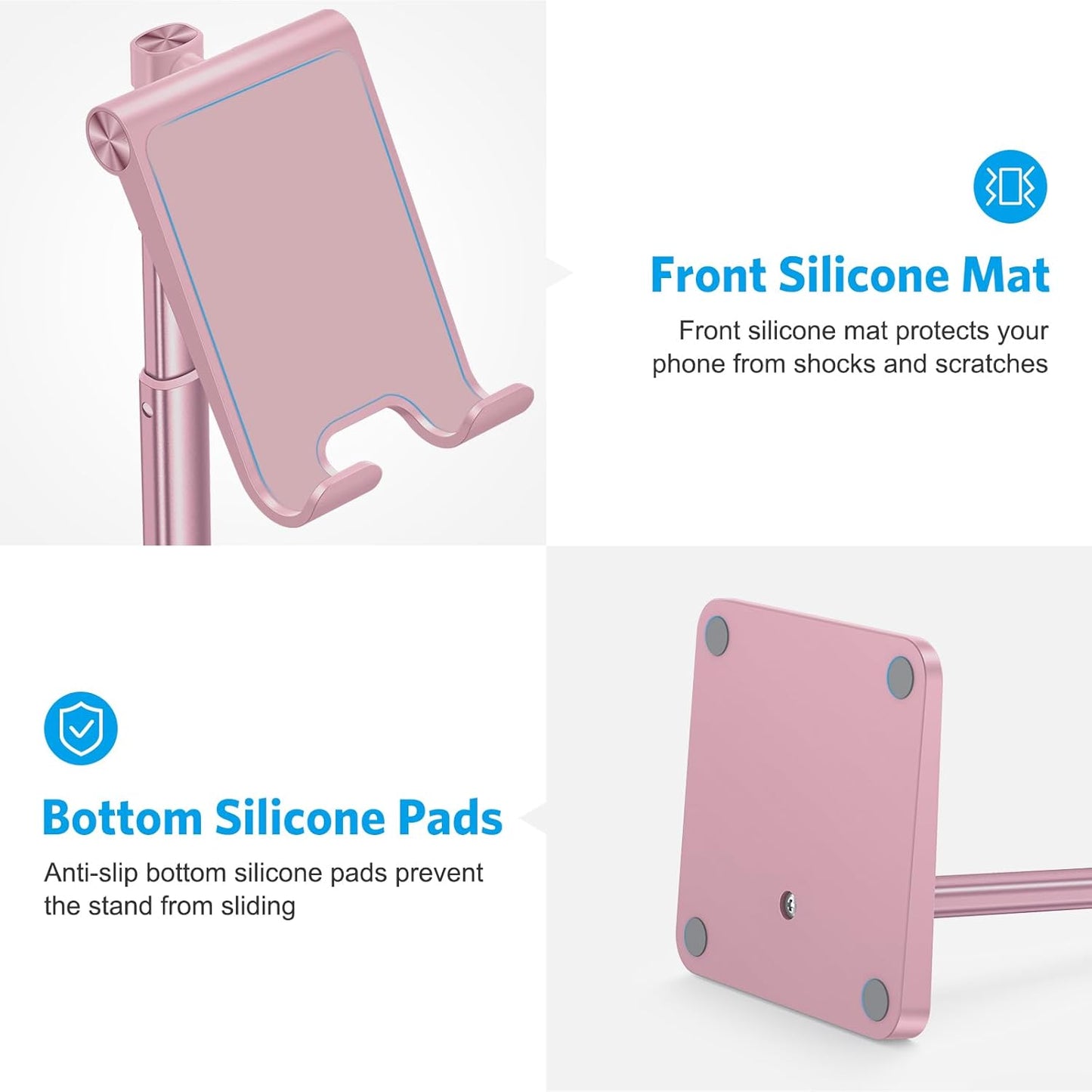 OMOTON Cell Phone Stand, Adjustable Angle Height Desk Phone Dock Holder for iPhone Air 17 Pro Max/Plus/XS/XR, Samsung Galaxy S20 / S10 / S9 / S8 and Other Phones (3.5-7.0-Inch)