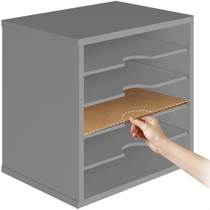 Ballucci File Organizer Paper Sorter, 5 Tier Adjustable Shelves Office Desk Organizer, 13 5/8" x 9 1/4" x 12", Black