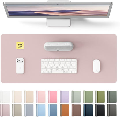 YSAGi Leather Desk Protector, Office Mat, Large Mouse Mat, Non-Slip PU Leather Blotter, Laptop Pad, Waterproof Writing Pad for Office and Home (Light Pink, 23.6" x 13.8") - Colors B