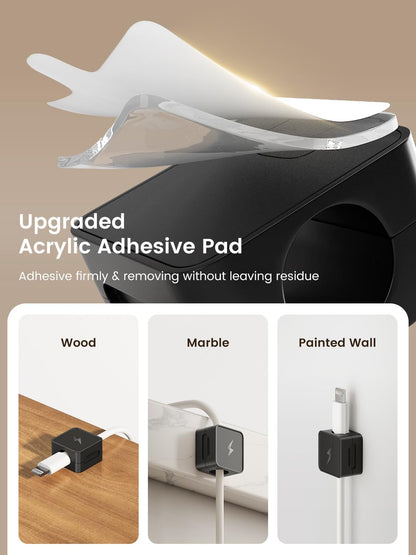 8 Pack Magnetic Cable Clips, Phone Cord Holder for Nightstand, Under Desk Cable Management, Canisflax Adhesive Wire Charging Cord Organizer Keepers Holder for Home Office Car Wall Desktop