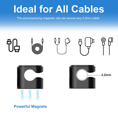 Wanheart Magnetic Cord Holders, Magnetic Cable Organizer for Desk – Multipurpose Wire Clips for Lightning, USB-C, Micro Chargers, Attach to Magnetic Surface – Office & Home Use (6 Round Clips)