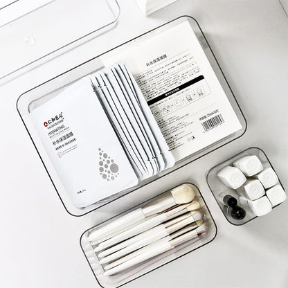 Clear Plastic Drawer Organizers Set, 4-Size Versatile Bathroom and Vanity Drawer Organizer Trays, Storage Bins for Makeup, Bedroom, Kitchen Gadgets Utensils and Office (extra large(3-pcs))