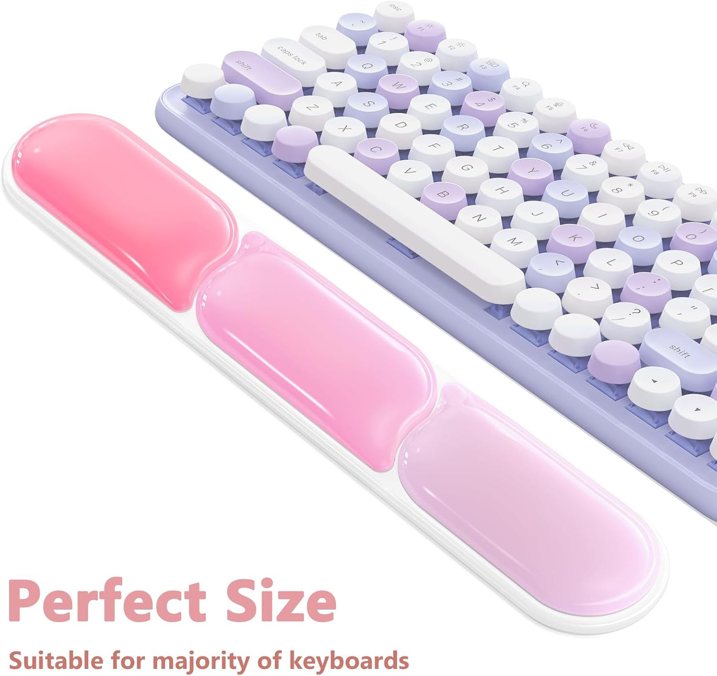 AKIT Ergonomic Mouse Pad with Wrist Rest& Keyboard Wrist Rest, Wrist Rest for Computer Keyboard, Pain Relief, Non-Slip Gel Base, Mousepad Wrist Support for Gaming, Office, Waterdrop Shaped Pink