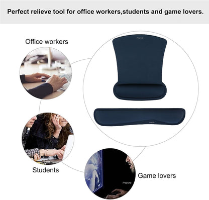 MOSISO Wrist Rest Support for Mouse Pad & Keyboard Set, Ergonomic Mousepad Non-Slip Base Home/Office Pain Relief & Easy Typing Cushion with Neoprene Cloth & Raised Memory Foam, Apricot