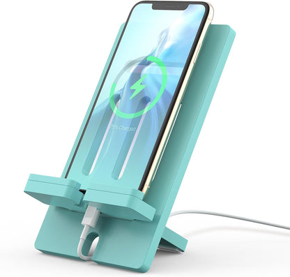 Pezin & Hulin Cell Phone Tablet Stand, Bamboo Wooden Smart Phone Desktop Charging Dock Holder Compatible with Pad, 8 Plus X XS Max XR, All Android Cellphone, Tablet - 1 Pack