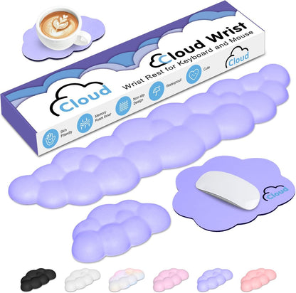 Cloud Wrist Rest Keyboard Palm Rest with Non-Slip Base for Computer Gaming Wrist Rest, YAMJUG Cloud Arm Rest Keyboard Wrist Pad Rainbow