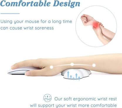 Cloud Wrist Rest Cushion for Mouse Ergonomic Soft PU Leather Memory Foam Wrist Pain Relief Mouse Wrist Support Pad with Anti-Skid Base for Office School Home Laptop & Computer Mouse (Black)