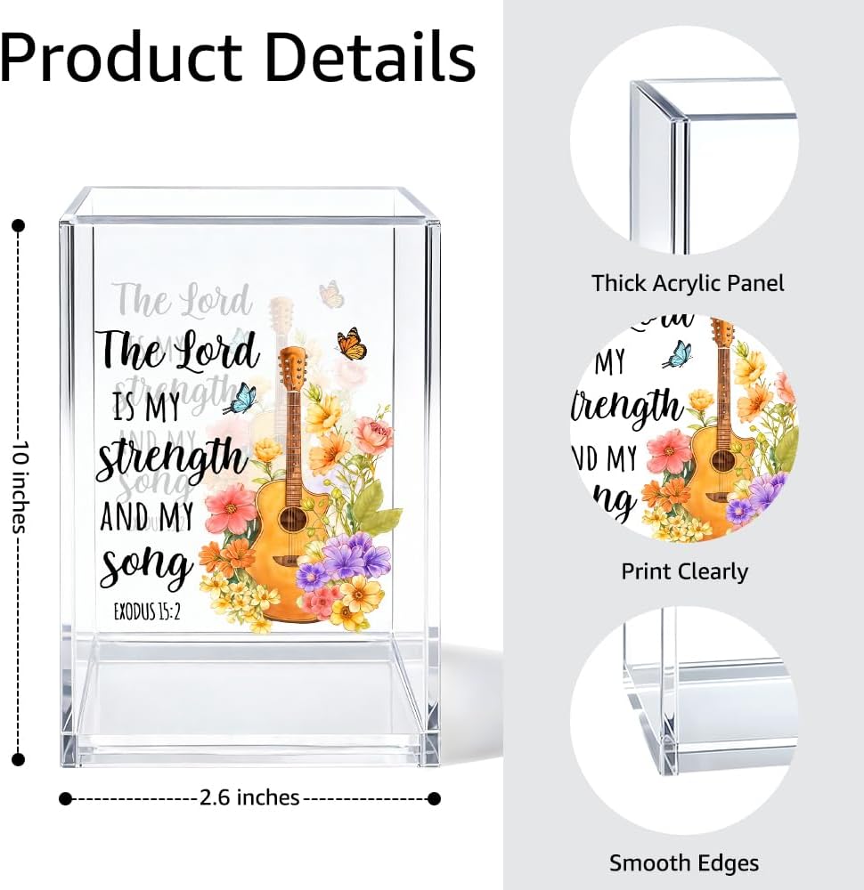 Just Breathe Acrylic Cosmetic Organizer Pen Holder, Anxiety Relaxing Acrylic Desk Holder Cup for Pen Pencil, Dandelion Desk Organizer, Mental Health Office Gifts for Coworker Leader Friend