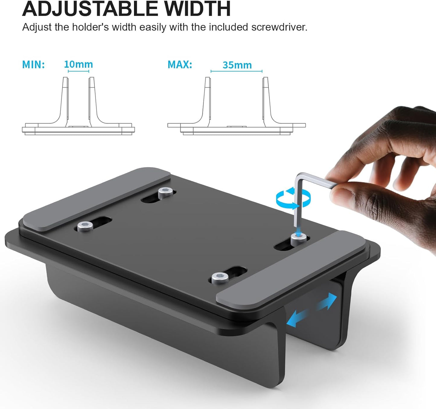 YICOSUN Aluminum Vertical Laptop Stand for Desk - Adjustable Width Dock for MacBook, Surface, Samsung, HP, Dell up to 17.3 inches - Space-Saving & Protective Design - Gray