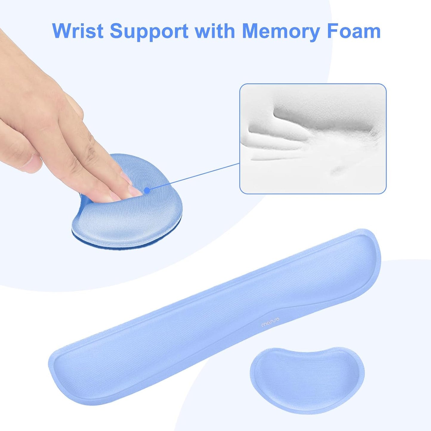MOSISO Keyboard Mouse Pad Set, Gaming Mouse Pad&Keyboard Wrist Rest&Wrist Rest, Ergonomic Wristrests with Memory Foam Home Office Easy Typing Cushion Non-Slip Mousepad, Purple