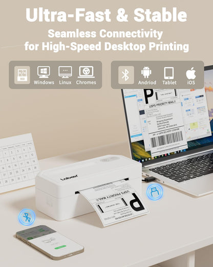 Labeer Bluetooth Thermal Label Printer, 4x6 Wireless Label Sticker Printer for Small Business, Office or Home, Compatible with iPhone, Android, Windows, Mac, Etsy, Amazon, Shopify, UPS