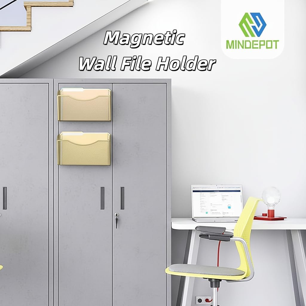 MINDEPOT Wall File Organizer,Hanging Wall Mounted File Folder Binder Holder Mail Organizer for Office,Home and School Supplies