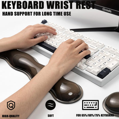 Clear Gel Wrist Rest for Keyboard and Mouse, Green Silicone Mouse Wrist Rest Set, Cute Ergonomic Wrist Rest for Keyboard 60%/75%(Green)
