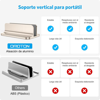 OMOTON Vertical Laptop Stand Holder, Desktop Aluminum Stand for MacBook with Adjustable Dock Size, Fits All MacBook, Surface, Chromebook and Gaming Laptops (Up to 17.3 inches),Black