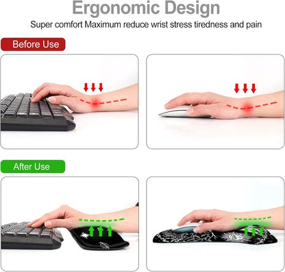 Keyboard Wrist Rest Pad Ergonomic Mouse Pad Set, ToLuLu Gel Mouse Pad Wrist Support for Computer Laptop, Mousepad Keyboard Wrist Support with Memory Foam for Easy Typing Pain Relief, Van Gogh Painting