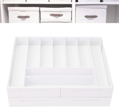 Extra Large and High Drawer Organizer, 2 Tier Smart Expandable Desk Organizer, Multi Level Junk Drawer Organizer for Makeup, Jewelry, Desk, Office Drawers (Gray)