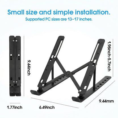 Laptop Stand for Desk, Ergonomic Design Adjustable Aluminum Foldable Portable Computer Stand, Compatible with MacBook Air Pro, HP, Lenovo, Dell, More 10-15.6" Inch and Tablets